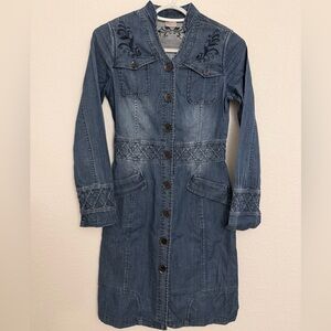 Cato Embroidered Denim Shirt Dress / Long Jacket Size S